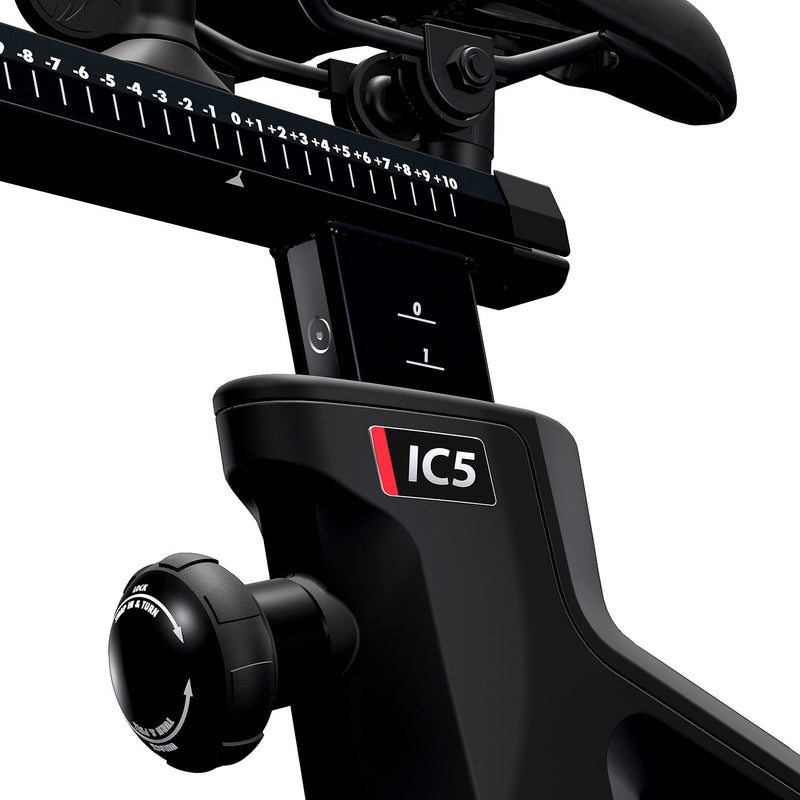 Image showing the seat adjustments on the Life Fitness IC5 indoor training cycle.  Fitness Options. Nottingham's leading fitness & gym equipment supplier.