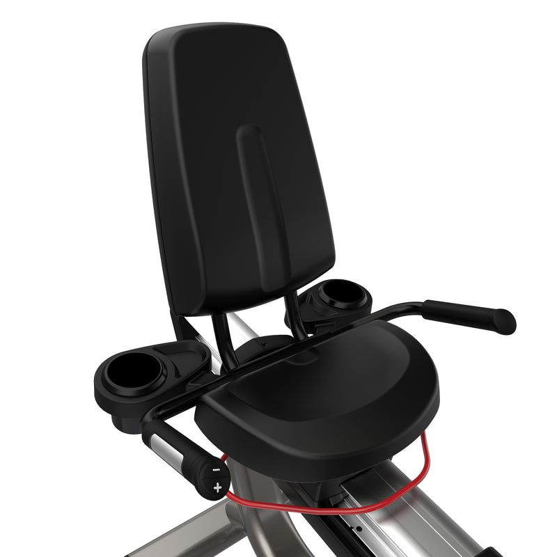Image showing the seat and back rest with lumbar support on the Life Fitness Club series recumbent cycle.  Fitness Options, Online Gym Equipment Supplier and Nottinghamshire Showroom