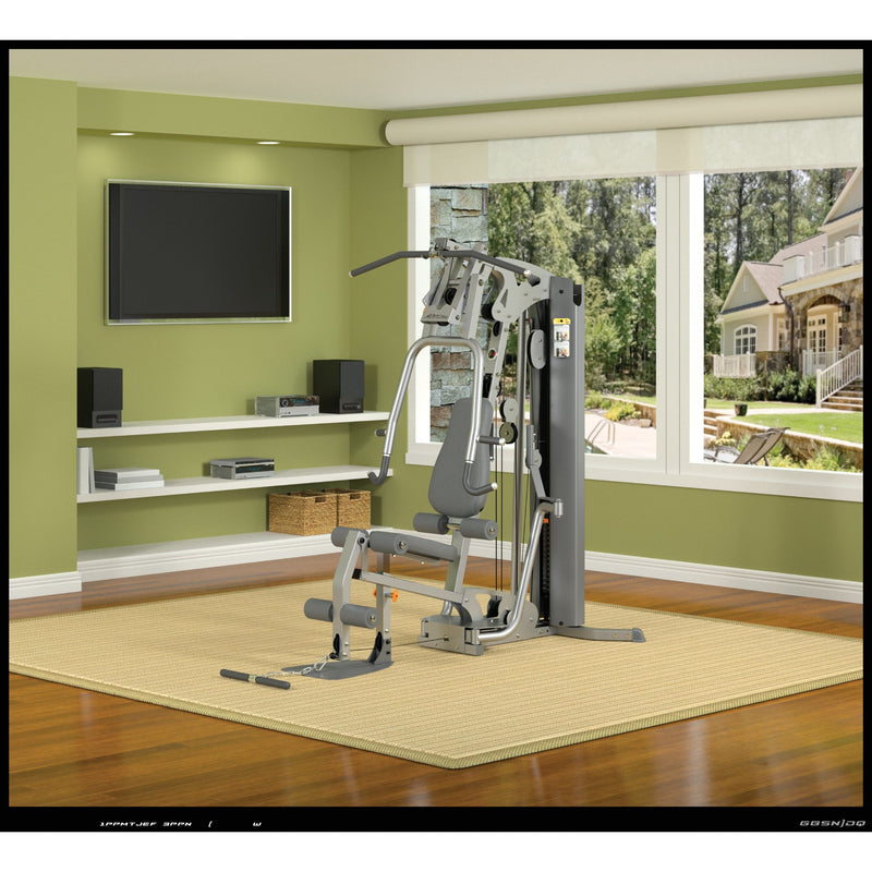Image of the Life Fitness G4 multi gym sitting on a mat in a home setting.  Fitness Options, Online Gym Equipment Supplier and Nottinghamshire Showroom