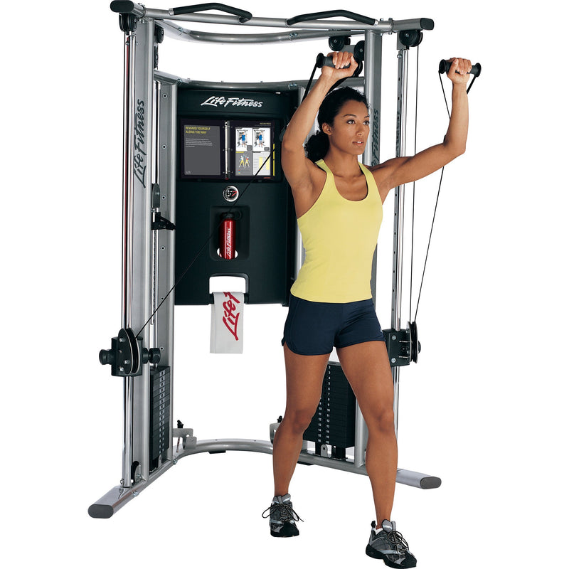 Life Fitness G7 Adjustable Pulley Gym with Bench in Use, Available from Fitness Options