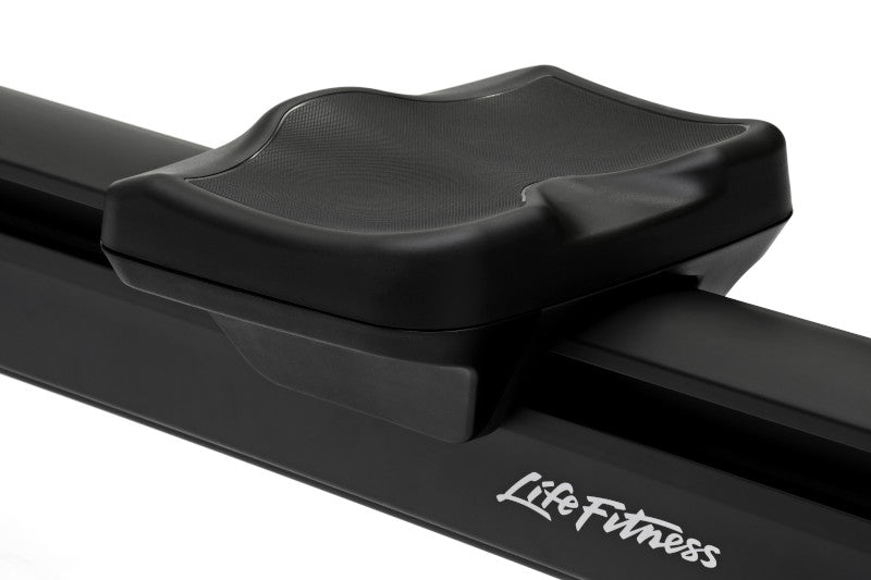 Close up image showing the seat from the life Fitness Heat Rowing machine. Fitness Options, Online Gym Equipment Supplier and Nottinghamshire Showroom