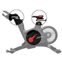 Image high lighting the handle bars, saddle and pedal on the Life Fitness IC7 indoor bike.  Fitness Options. Nottingham's leading fitness & gym equipment supplier