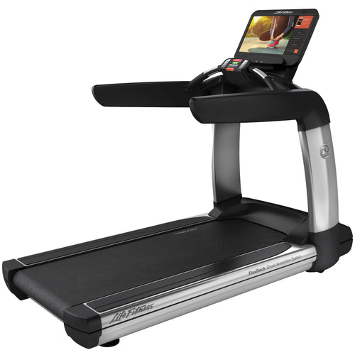 An image of a top quality treadmill from Life Fitness. The Platinum Treadmill with SE3HD Hi tech console/entertainment system.  Fitness Options, Online Gym Equipment Supplier and Nottinghamshire Showroom