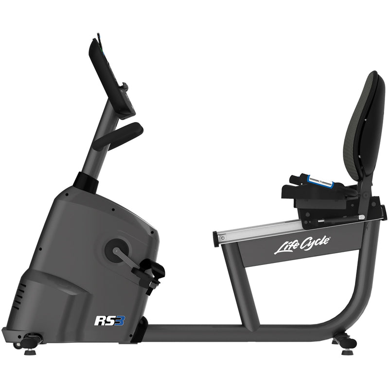 Side view of the Life Fitness RS3 recumbent bike.  Fitness Options. Nottingham's leading fitness & gym equipment supplier.