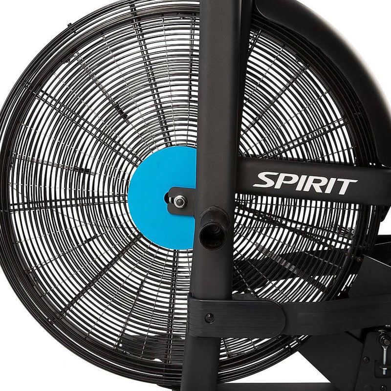 Close up view of the large fan flywheel on the Spirit AB900 Air Bike.  Fitness Options, Online Gym Equipment Supplier and Nottinghamshire Showroom