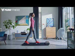 A U Tube video showing a female demonstrating the Flow Fitness DTM 100i Walking Pad.  Fitness Options. Nottingham's leading fitness & gym equipment supplier.g 